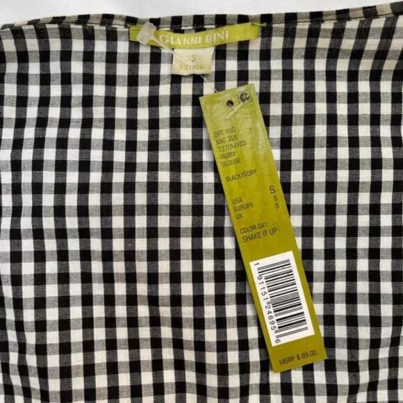 NWT Black and white wrap ruffled tie Top S $90 - Picture 10 of 10